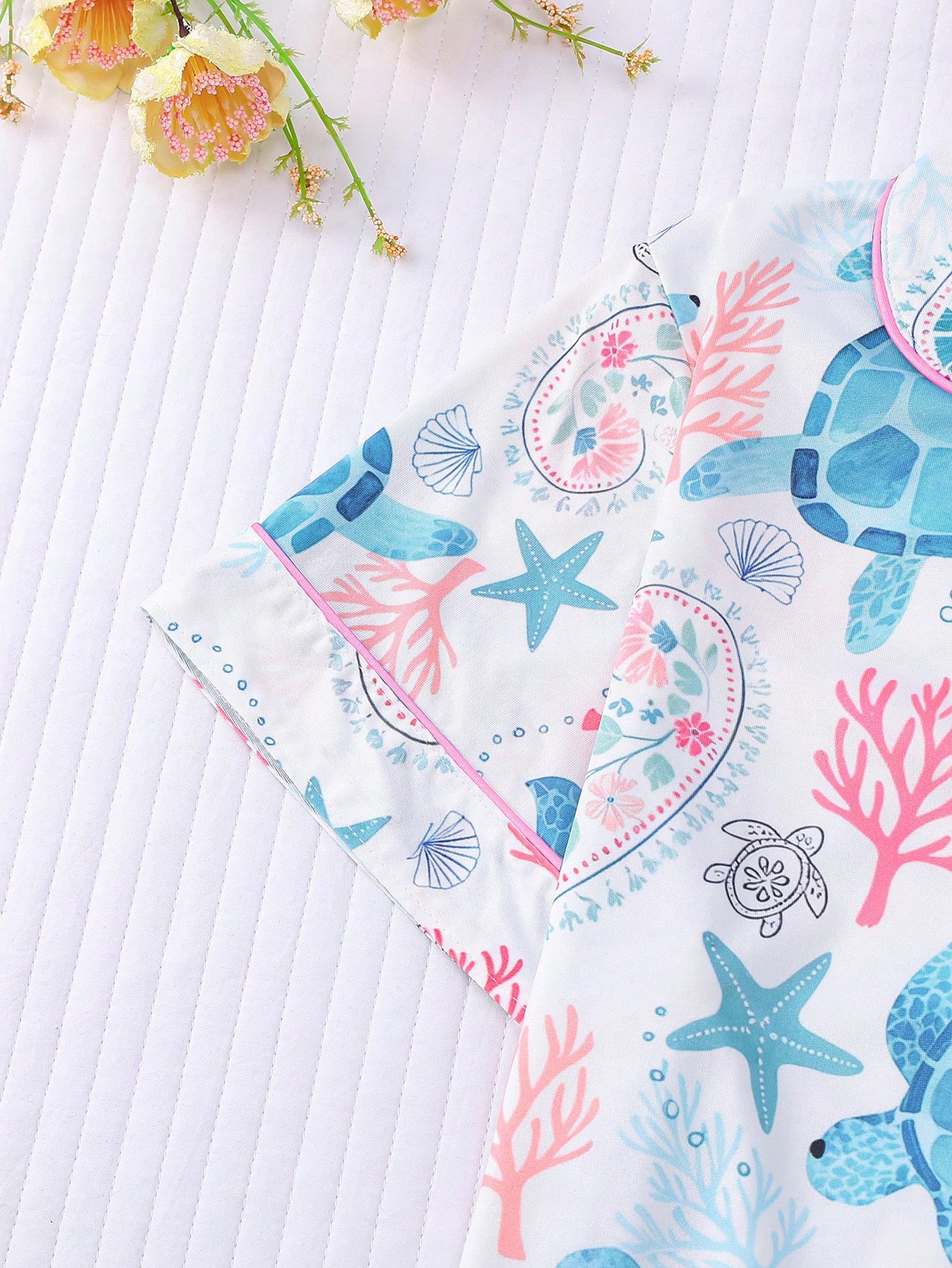 Turtle Sea Pajama Set For Women Short Sleeve Shirt Turtle Sea Pajama Set For Women Short Sleeve Shirt