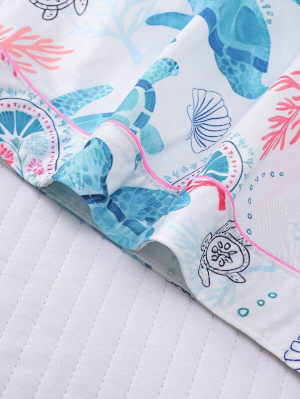 Turtle Sea Pajama Set For Women Short Sleeve Shirt