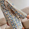Womens 2 Piece Pajamas Sets Casual Outfits Long Sleeve Oversized Tie Front Shirt Floral Stripe Print Tops Wide Leg Shorts Sets Loungewear Homewear Sleepwear Summer Clothes main 5
