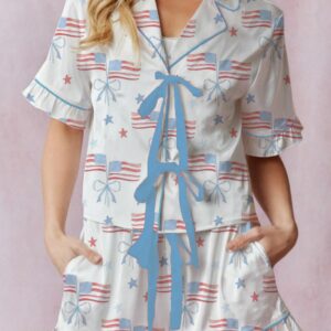 Women 4th Of July Summer Casual Loose Fit Pajamas Sets Patriotic Outfits