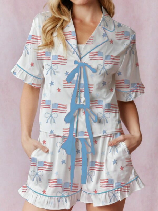 Women 4th Of July Summer Casual Loose Fit Pajamas Sets Patriotic Outfits