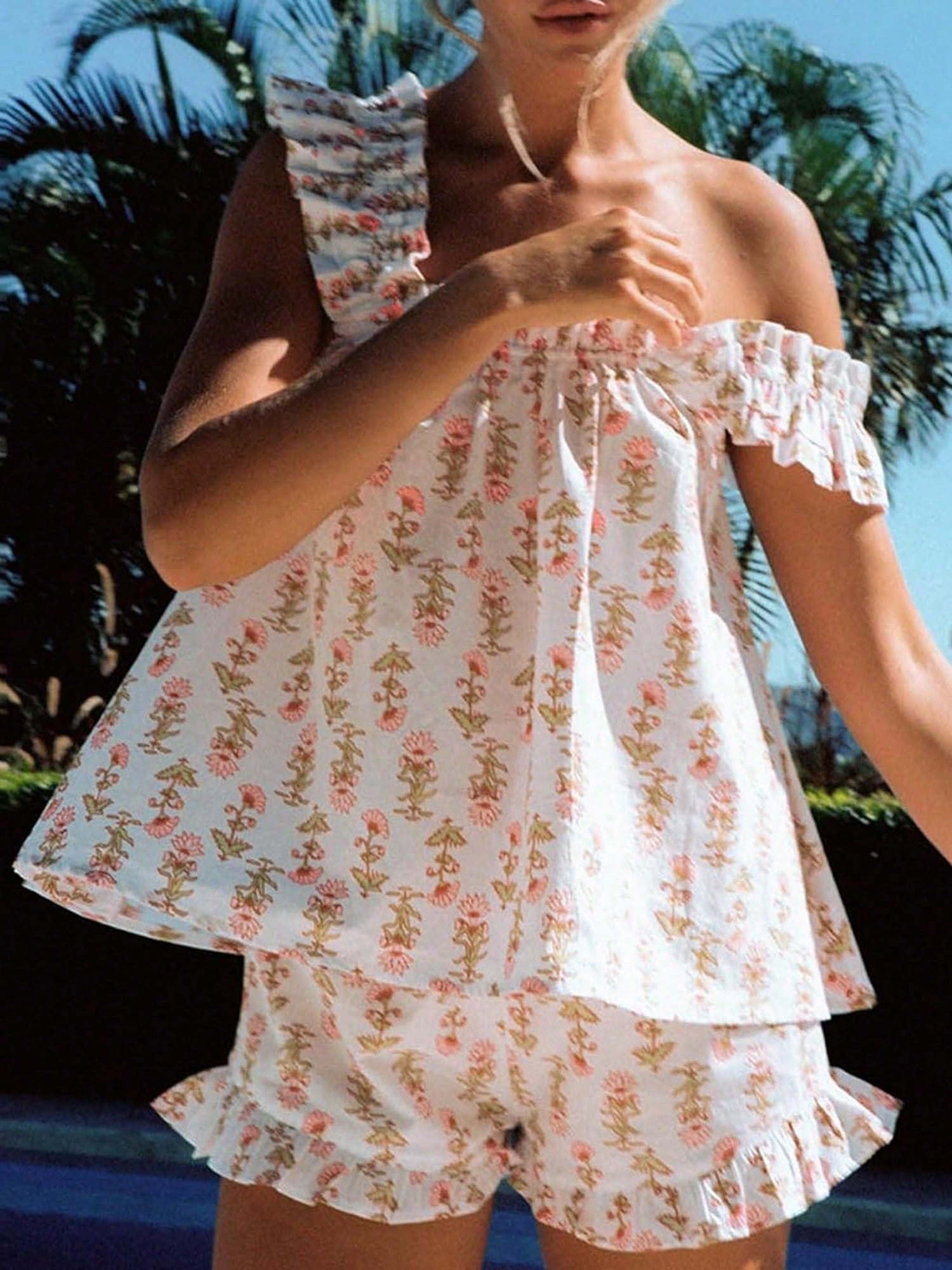 Womens Floral Pajama Sets Cami Top And Shorts Womens Floral Pajama Sets Cami Top And Shorts