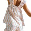 Womens Floral Pajama Sets Sqaure Neck Ruffle Trim Cami Top And Shorts 2 Piece Sleepwear Set Pjs main 7