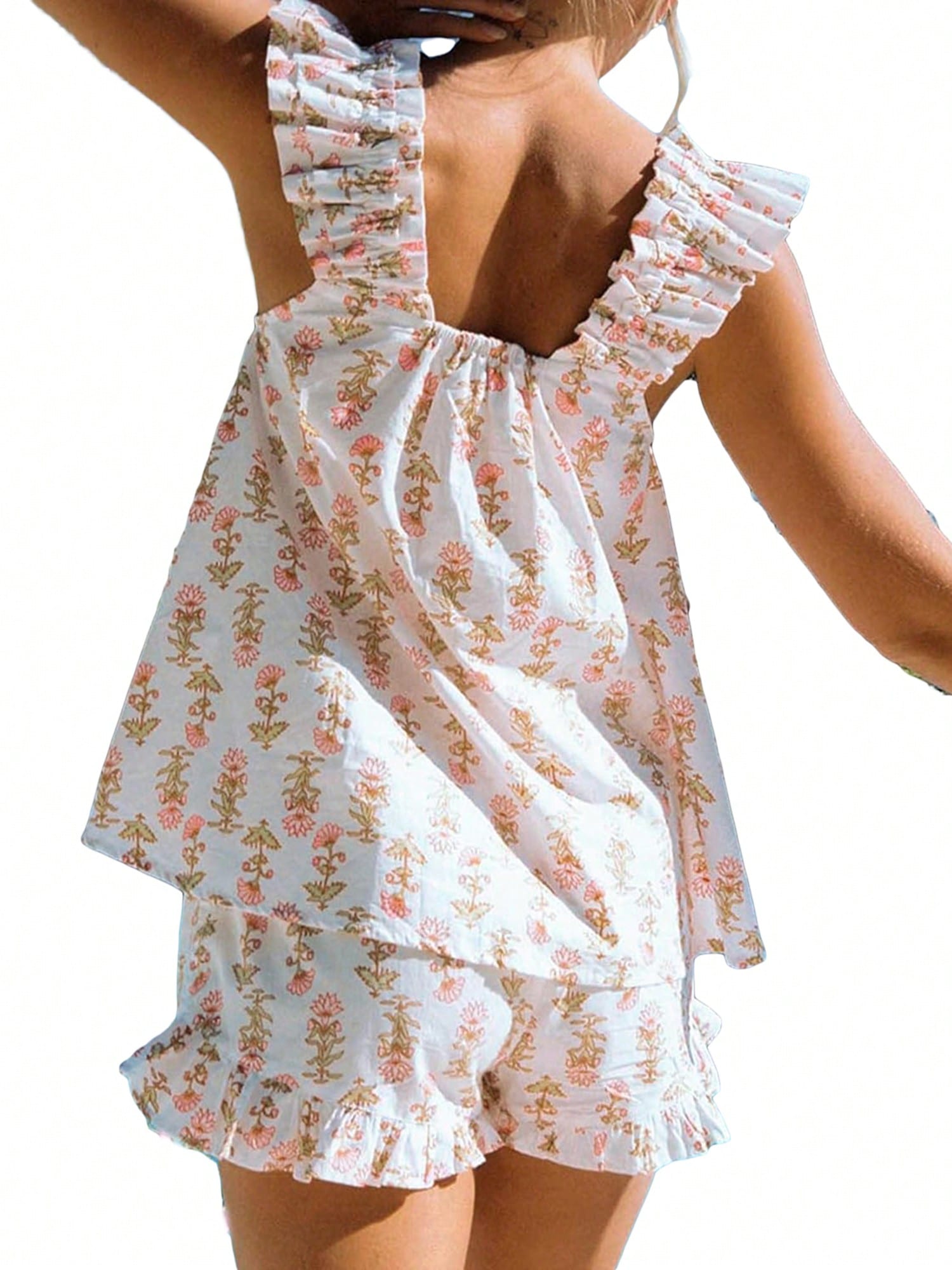 Womens Floral Pajama Sets Cami Top And Shorts Womens Floral Pajama Sets Cami Top And Shorts