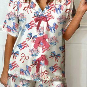 Womens Fourth Of July Pajamas Set Casual Summer