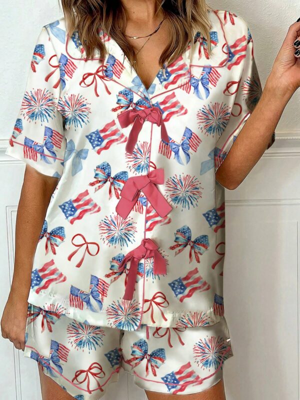 Womens Fourth Of July Pajamas Set Casual Summer