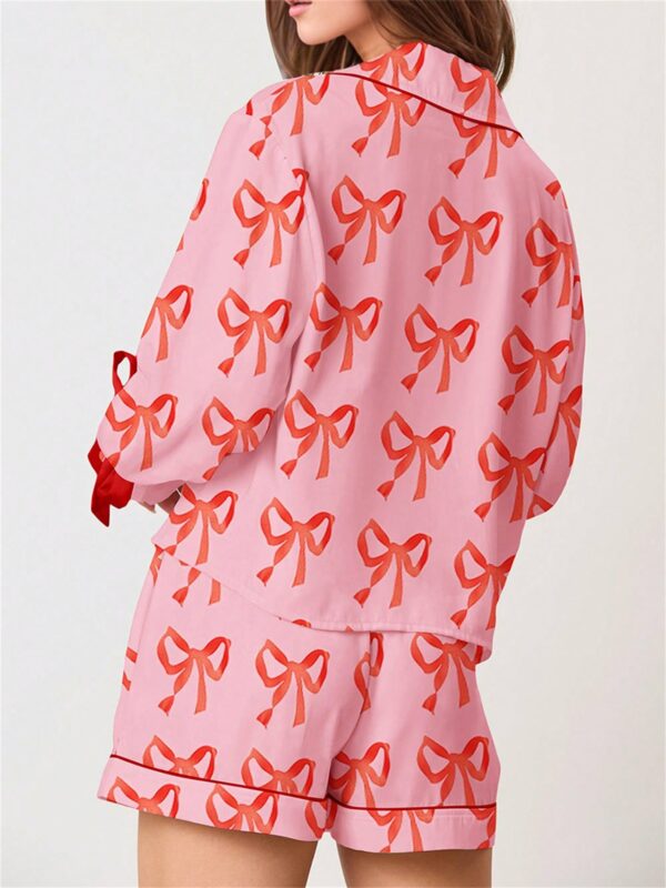 Women Valentine Day Heart Print Shirt Tops Drawstring Boy Shorts Lounge Sets