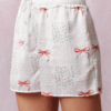 Womens Y2K Summer Pajama Set Cute Bow Pattern Short Sleeve Button Up Tops And Drawstring Shorts 2 Pcs Lounge Outfit Sleepwear main 5