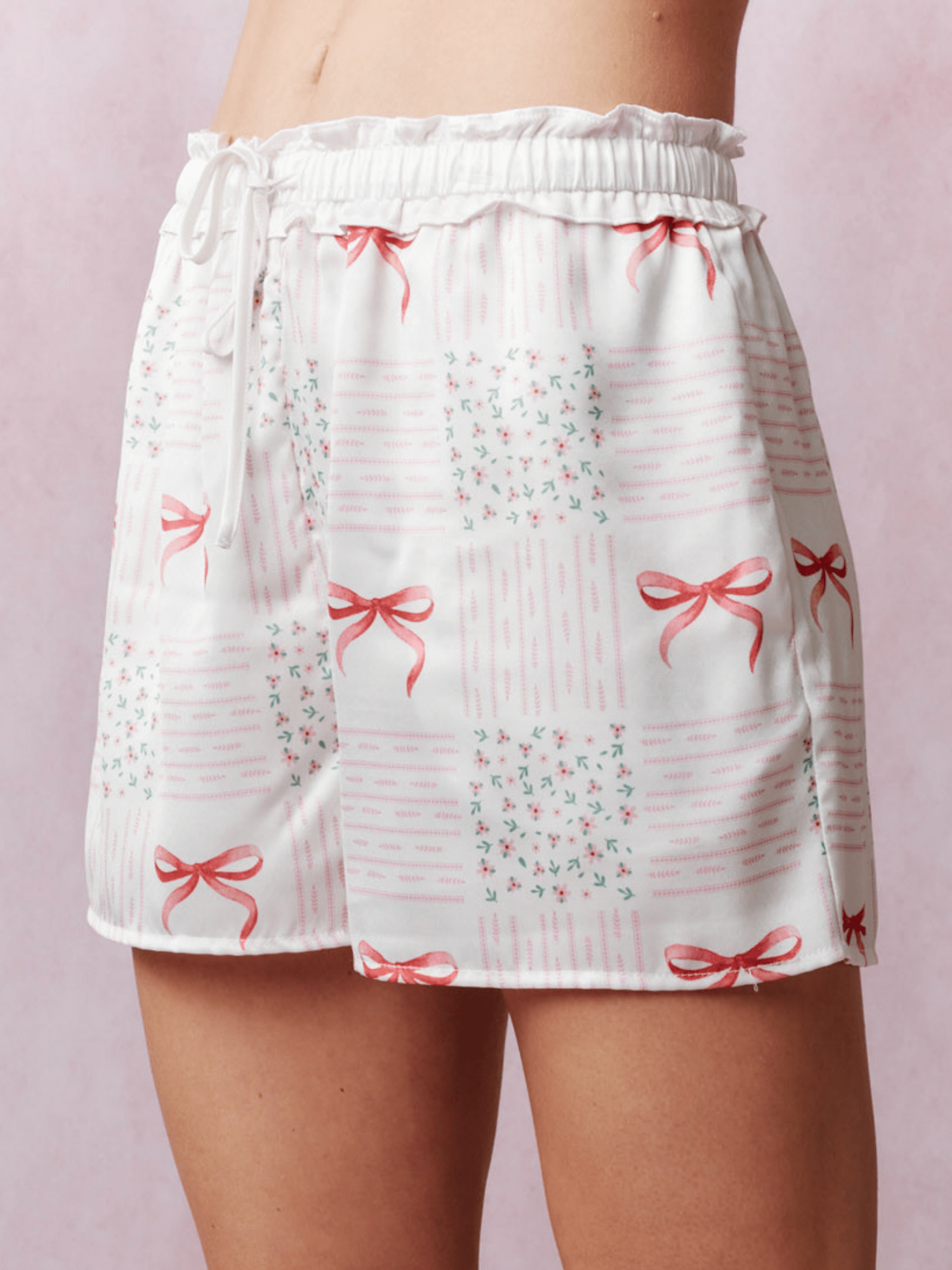 Summer Pajama Set Cute Bow Pattern Short Sleeve Summer Pajama Set Cute Bow Pattern Short Sleeve