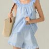 Womens Y2k 2 Piece Pajamas Set Fashion Ruffle Trim Tank Tops And Casual Shorts Set Loose Lounge Sets Summer Vacation Outfits Beachwear Peplum Babydoll Set Homewear Sleepwear main 5