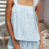 Womens Y2k Summer 2 Piece Pajamas Sets Bow Print Ruffled Trim Camisole Tank Tops With Wide Leg Shorts 2 Pcs Set Sleepwear Loungewear main 1
