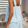 Womens Y2k Summer 2 Piece Pajamas Sets Bow Print Ruffled Trim Camisole Tank Tops With Wide Leg Shorts 2 Pcs Set Sleepwear Loungewear main 2